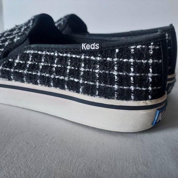 Keds Double Decker Tweed Slip-On Fashion Sneaker Metallic Black Women US8.5 - Picture 11 of 13